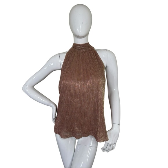 NWT Metallic sparkly holiday party Elegant Brown pink gold bold sexy Halter XL - Picture 7 of 15